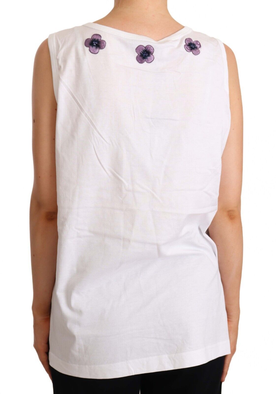 Dolce &amp; Gabbana logo tank top with floral trim in white