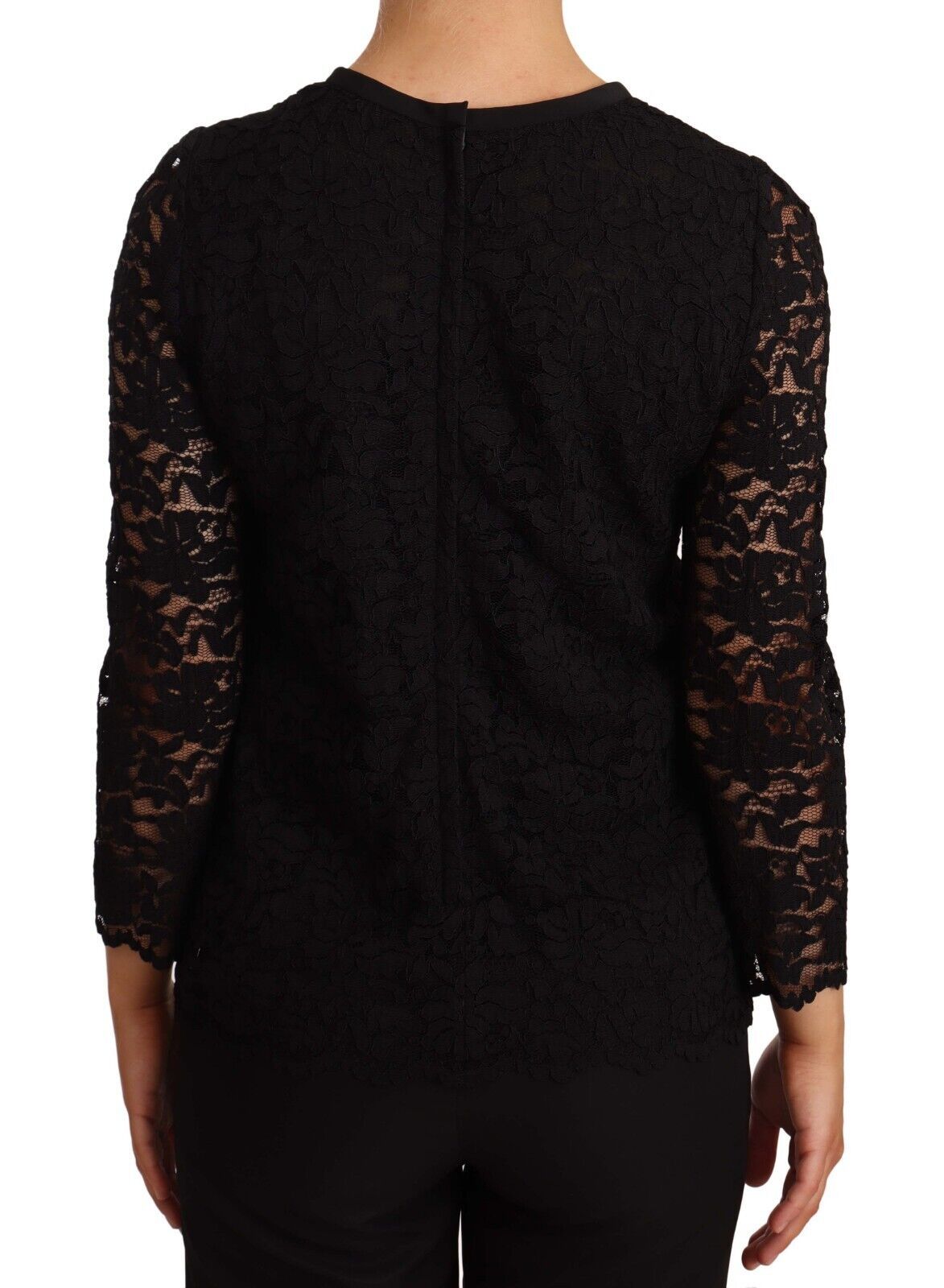 Dolce &amp; Gabbana Elegant Black Long Sleeve Floral Lace Top