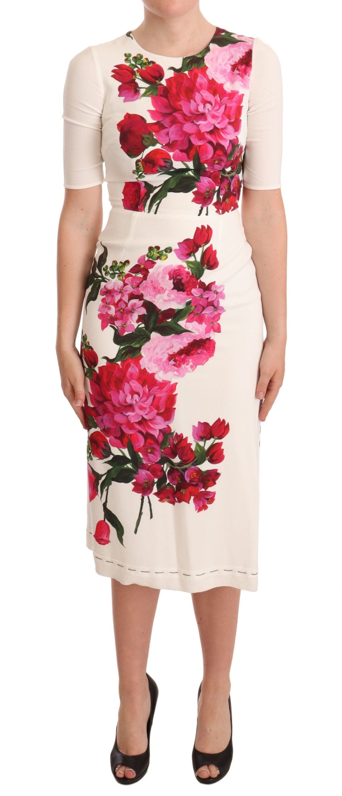 Dolce & Gabbana Elegantes geblümtes Midi-Bodycon-Kleid