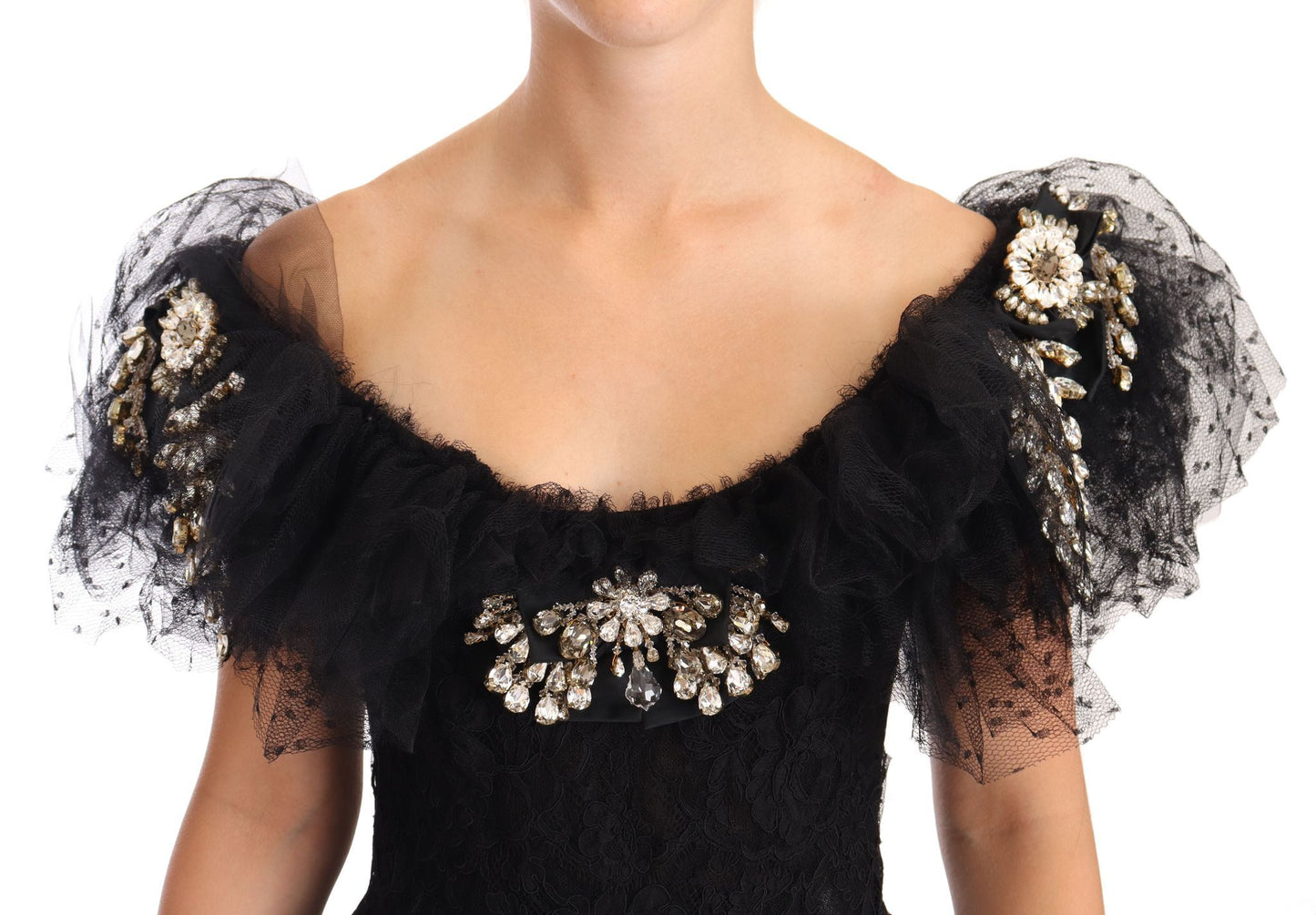 Dolce &amp; Gabbana Black Ball Gown with Crystal Embellishment