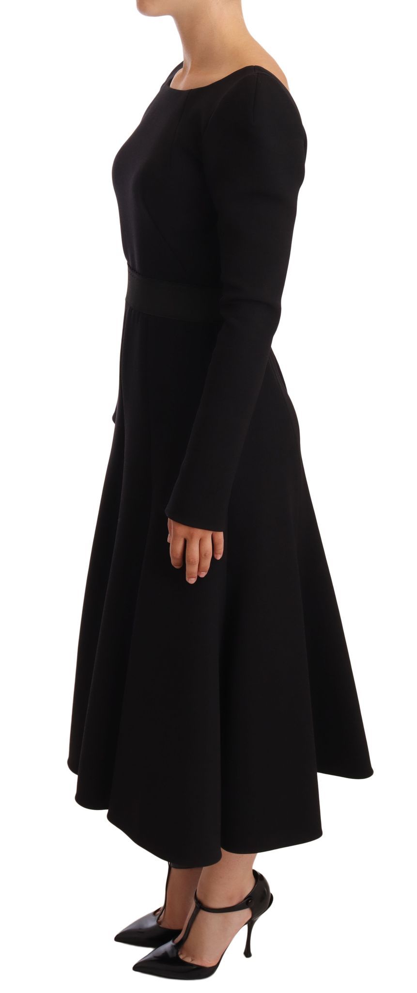 Dolce & Gabbana Elegantes Schwarzes Stretch-Scheidenkleid in der Mitte der Wade