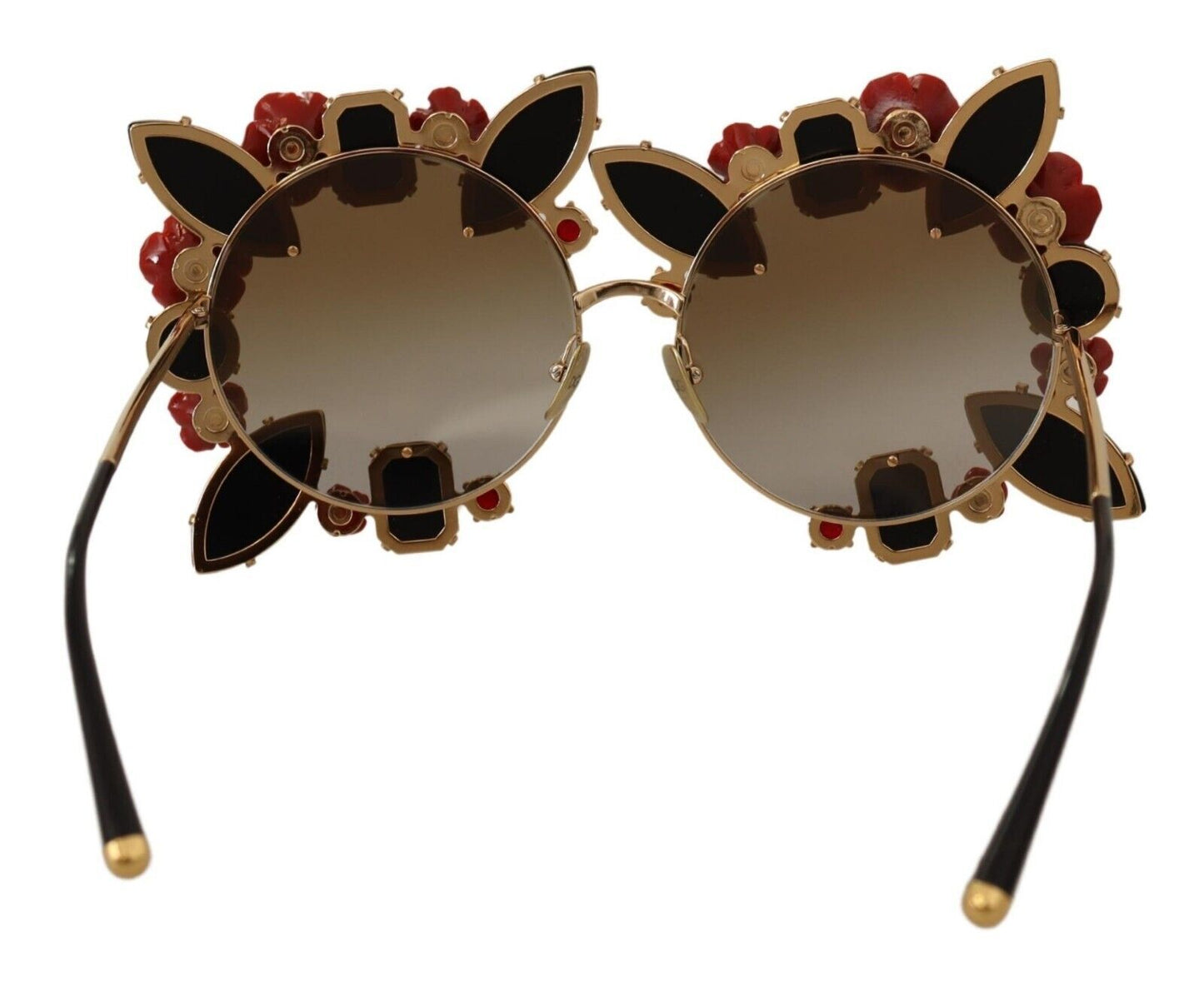 Dolce &amp; Gabbana Elegant round metal sunglasses with rose detail