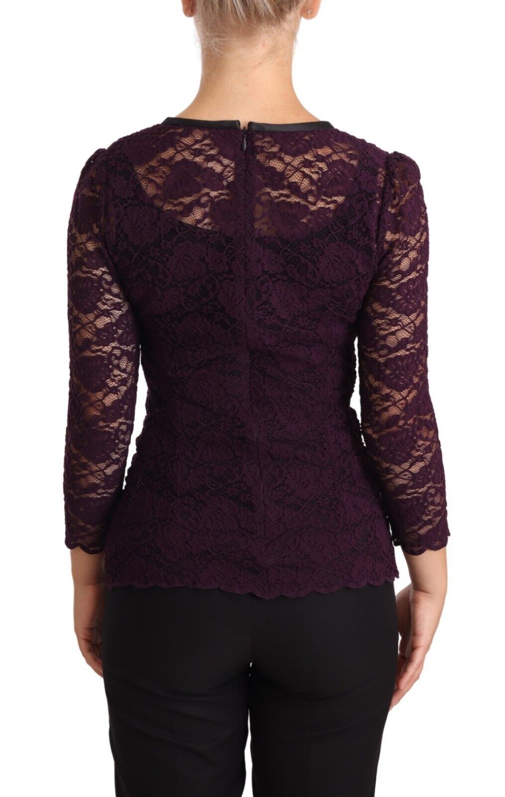 Dolce &amp; Gabbana Elegant long-sleeved blouse made of transparent lace