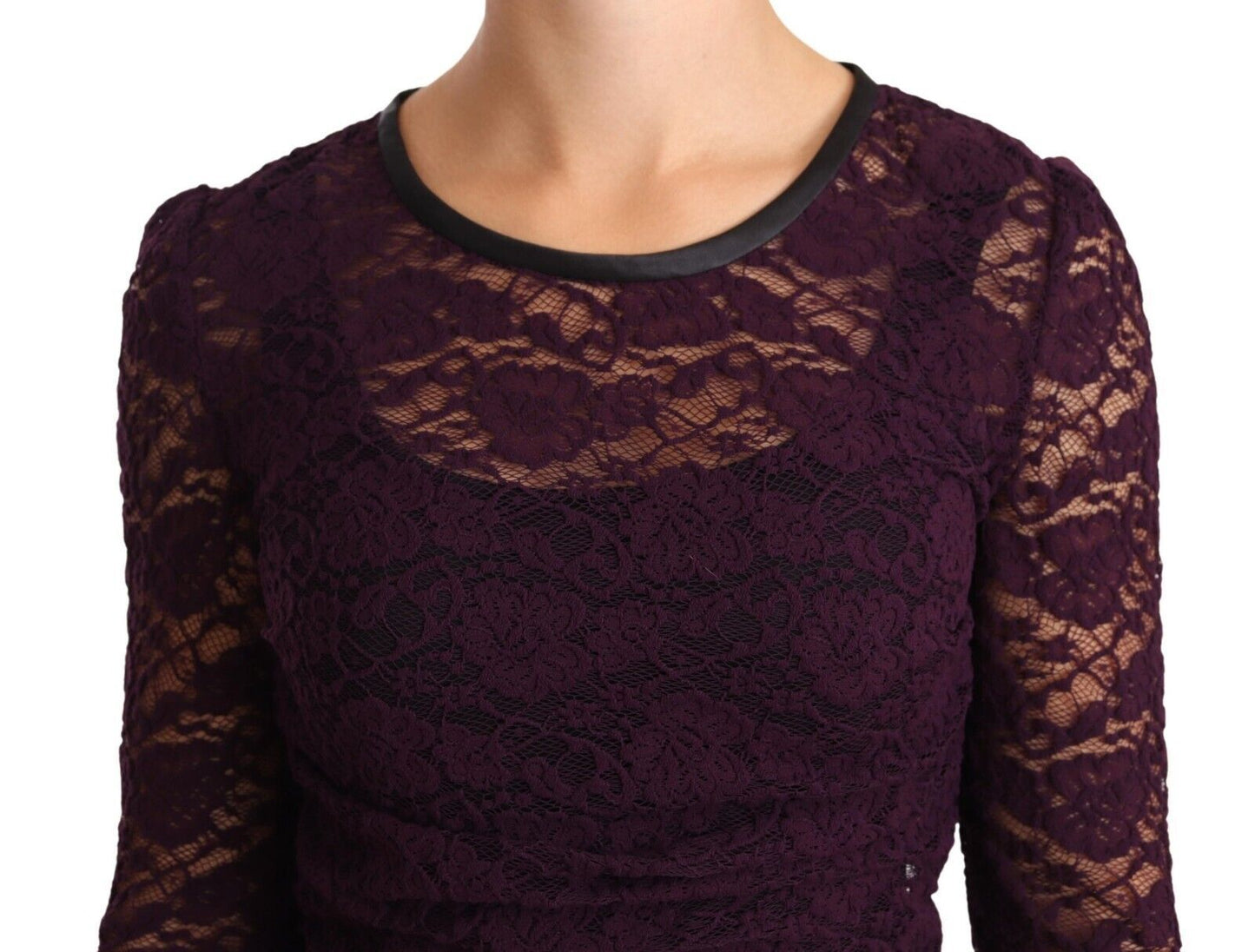 Dolce &amp; Gabbana Elegant long-sleeved blouse made of transparent lace