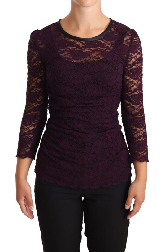 Dolce &amp; Gabbana Elegant long-sleeved blouse made of transparent lace