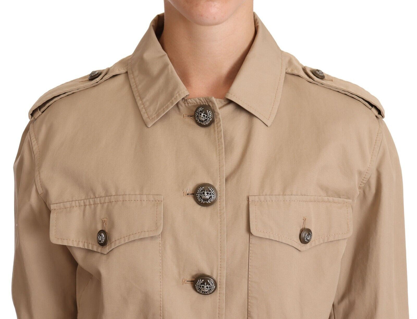 Dolce &amp; Gabbana Elegant Cropped Jacket made of cotton in beige