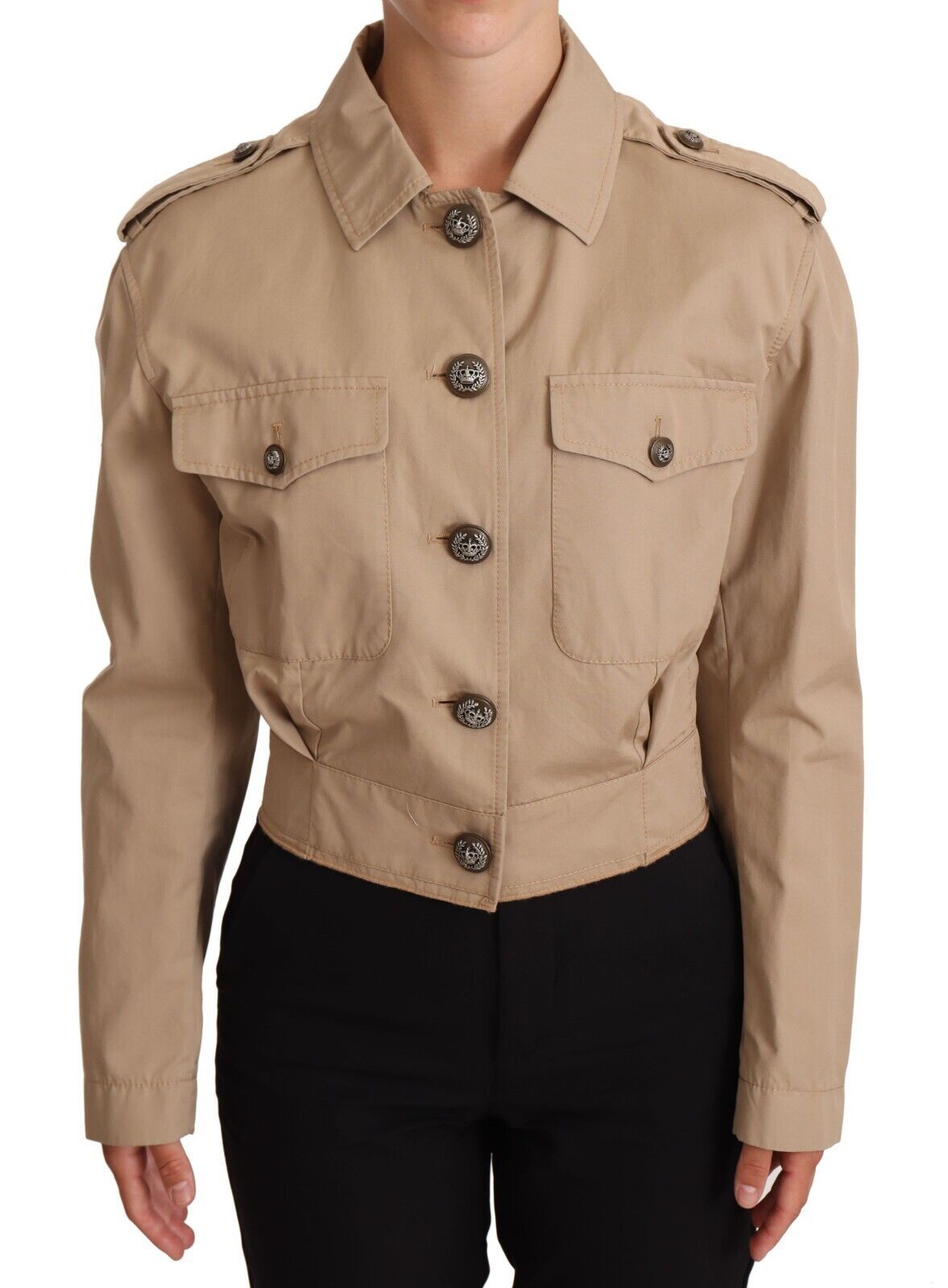 Dolce &amp; Gabbana Elegant Cropped Jacket made of cotton in beige