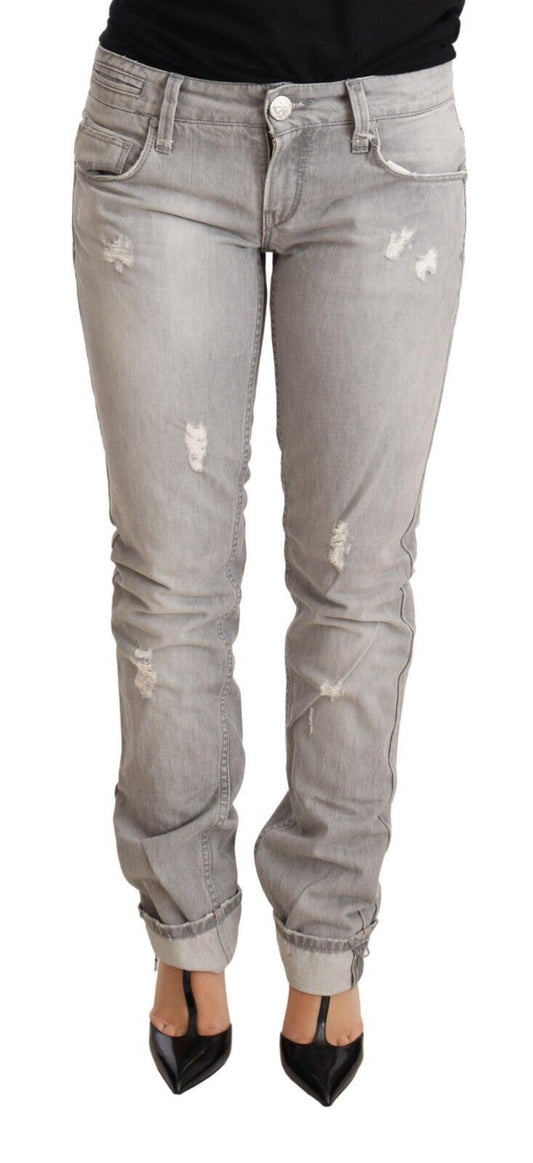 Eight chic slim fit jeans with ripped grey wash