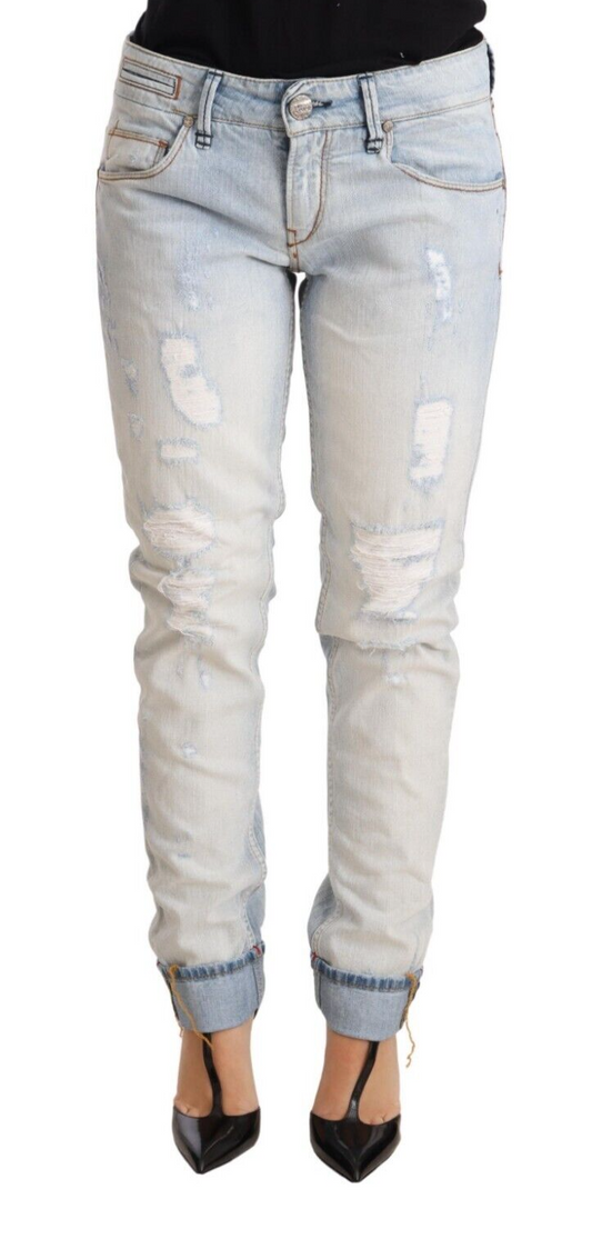 Eight Chic Light Blue Denim Jeans with Folded Hem