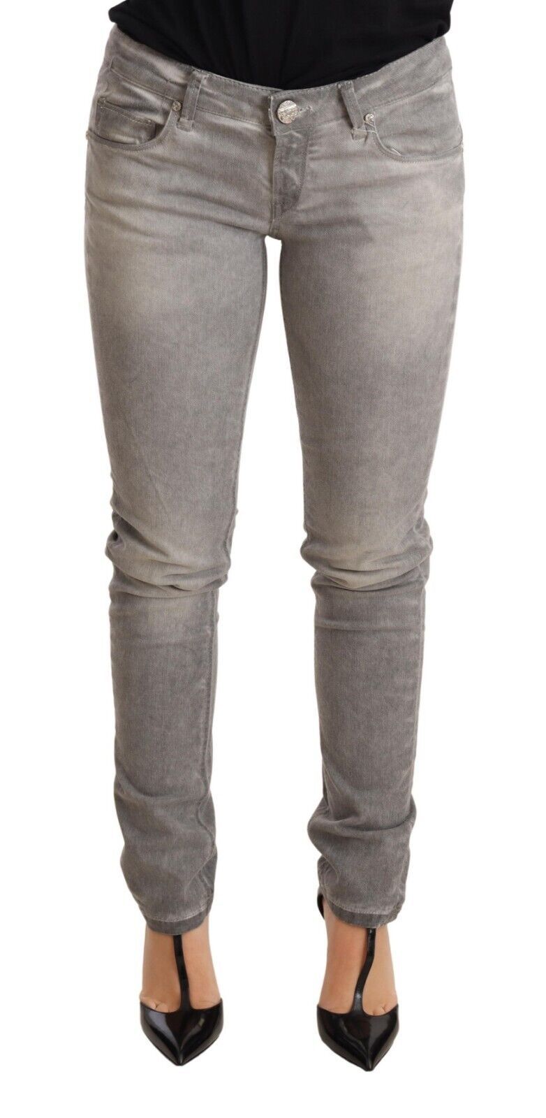 Eight Chic Grey Washed Slim Fit Cotton Jeans