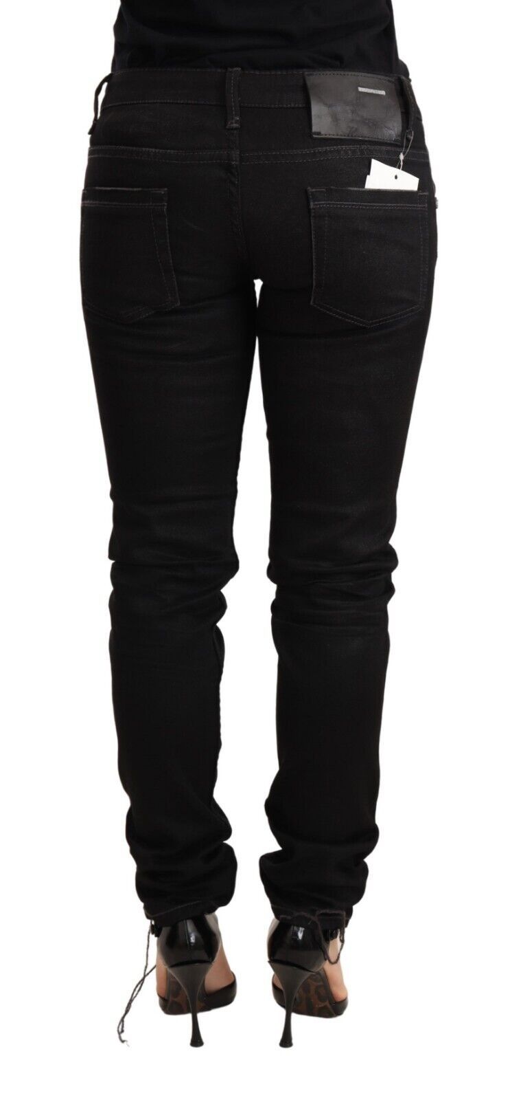 Eight Smooth Black Washed Skinny Jeans