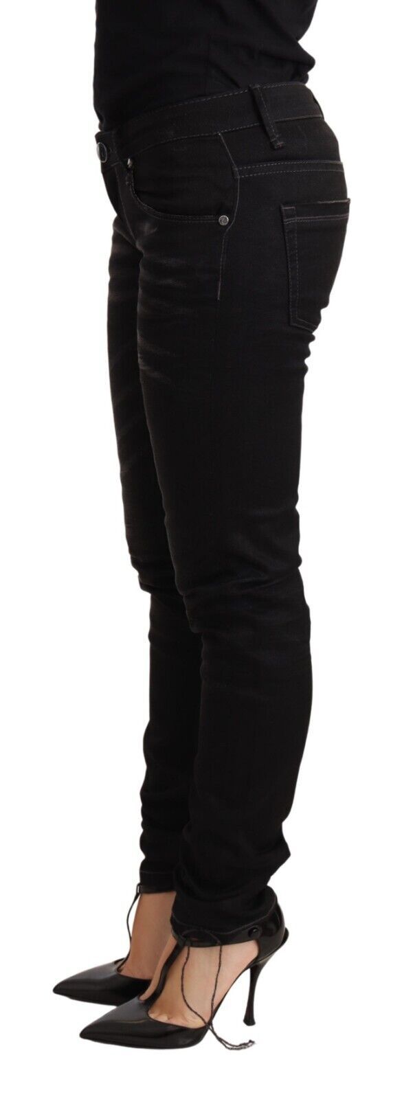 Eight Smooth Black Washed Skinny Jeans