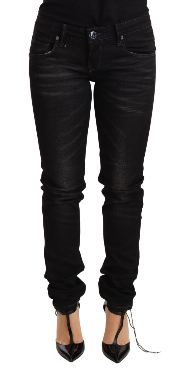 Eight Smooth Black Washed Skinny Jeans