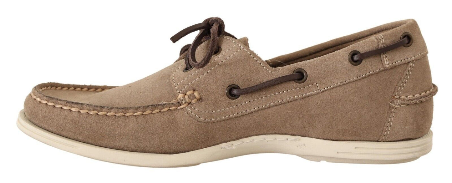 Pollini Elegant moccasins in beige suede for the sophisticated gentleman