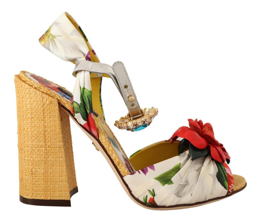 Dolce &amp; Gabbana Multicolor Crystal Embellished Heeled Sandals