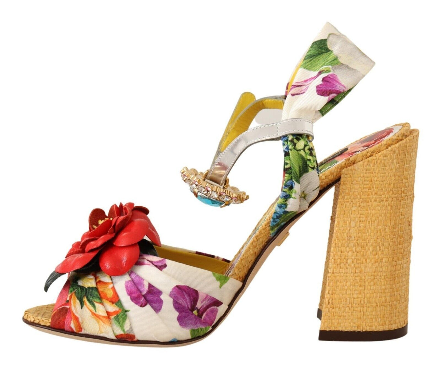 Dolce &amp; Gabbana Multicolor Crystal Embellished Heeled Sandals