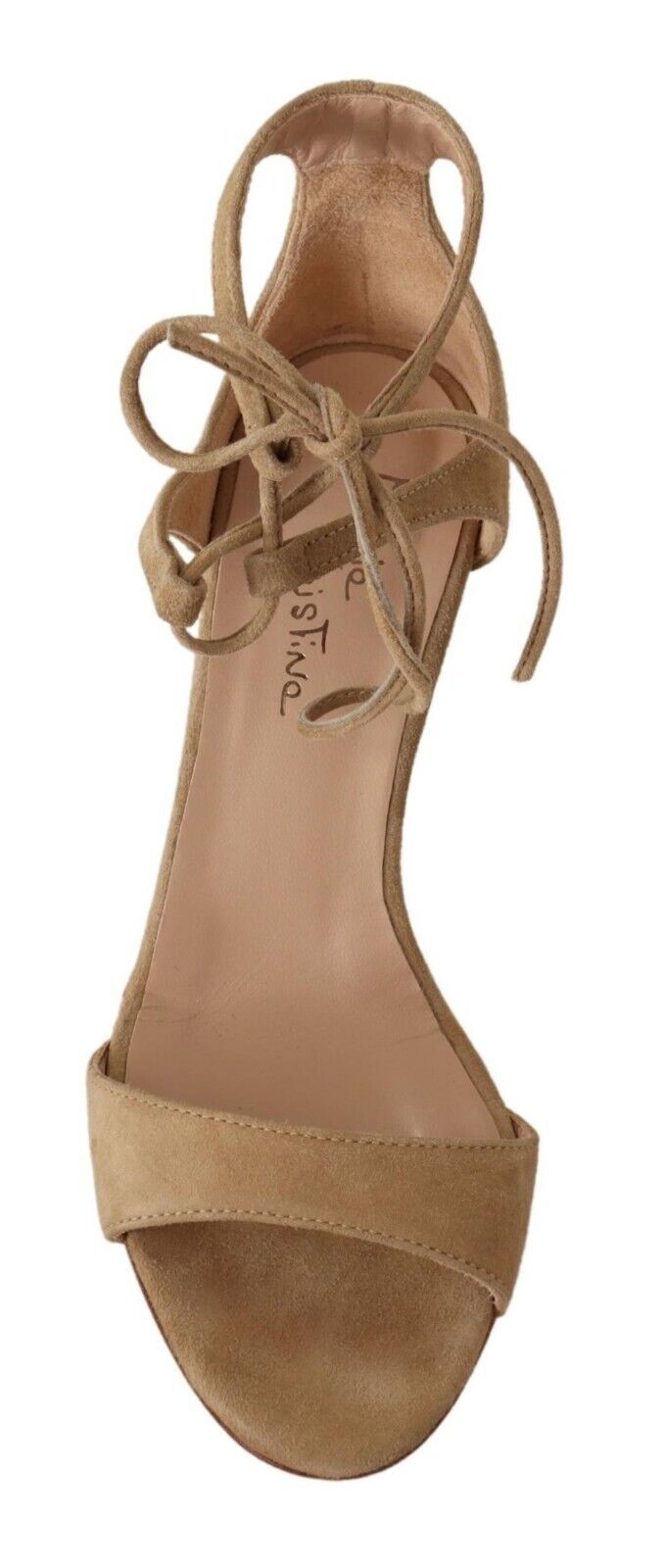 Maria Christina Elegant Ankle Strap Heels made of Suede in Beige