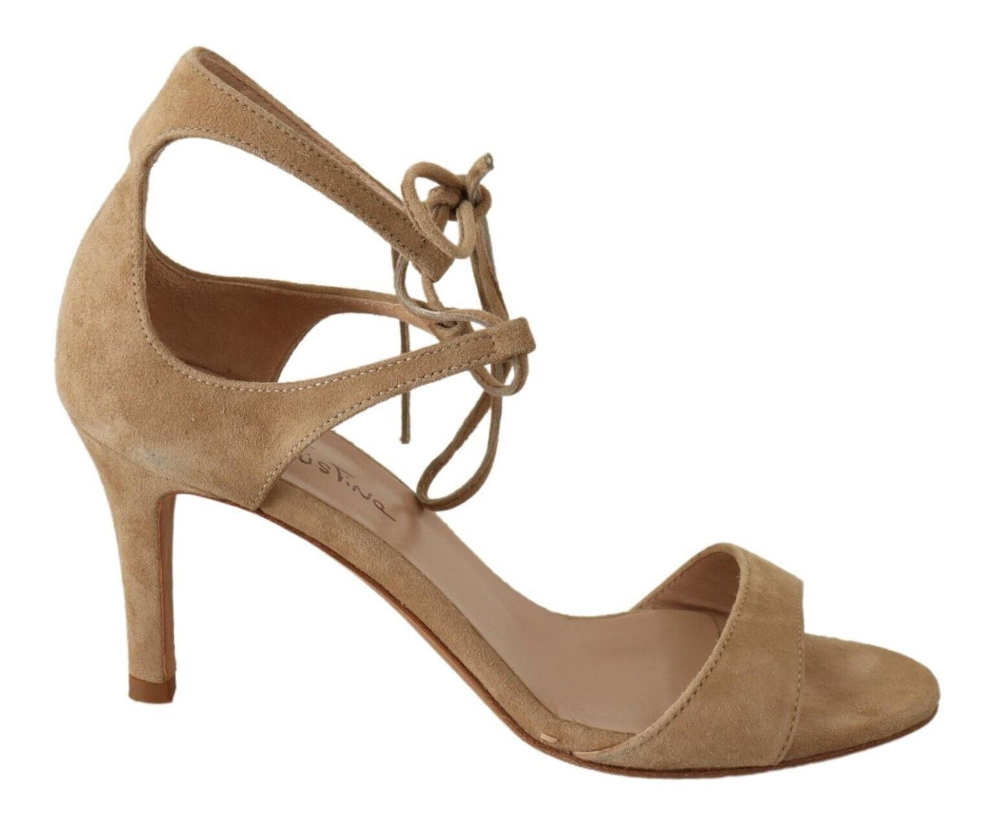 Maria Christina Elegant Ankle Strap Heels made of Suede in Beige