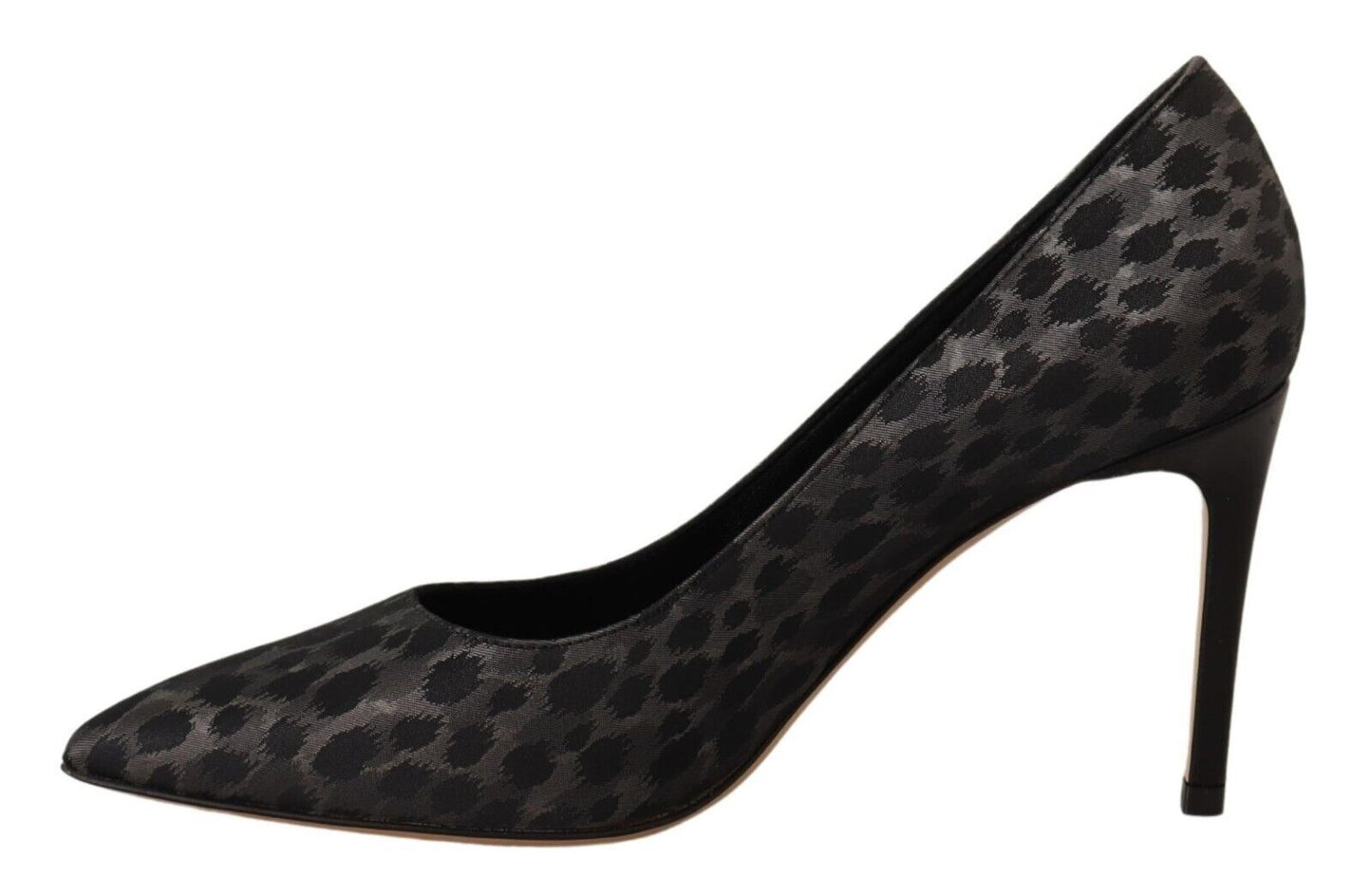 Sofia Elegant black leather heels with leopard print