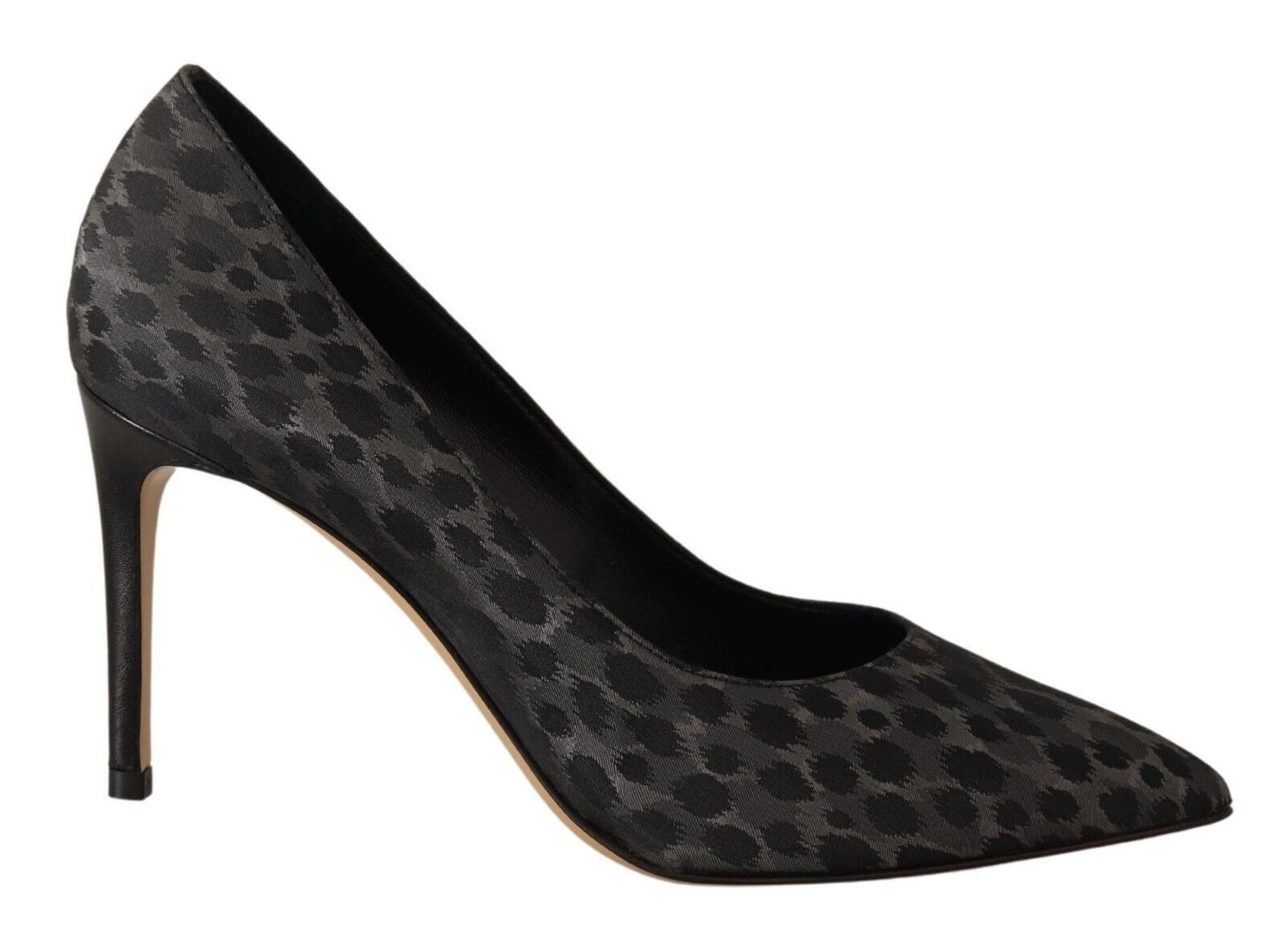 Sofia Elegant black leather heels with leopard print