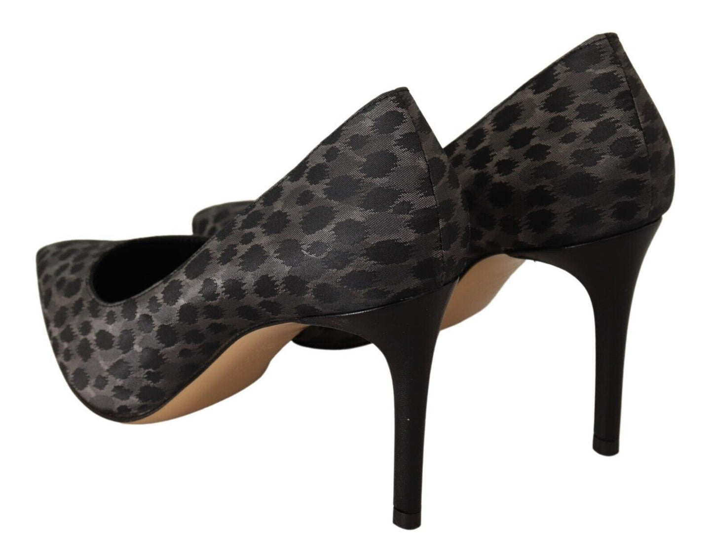 Sofia Elegant black leather heels with leopard print