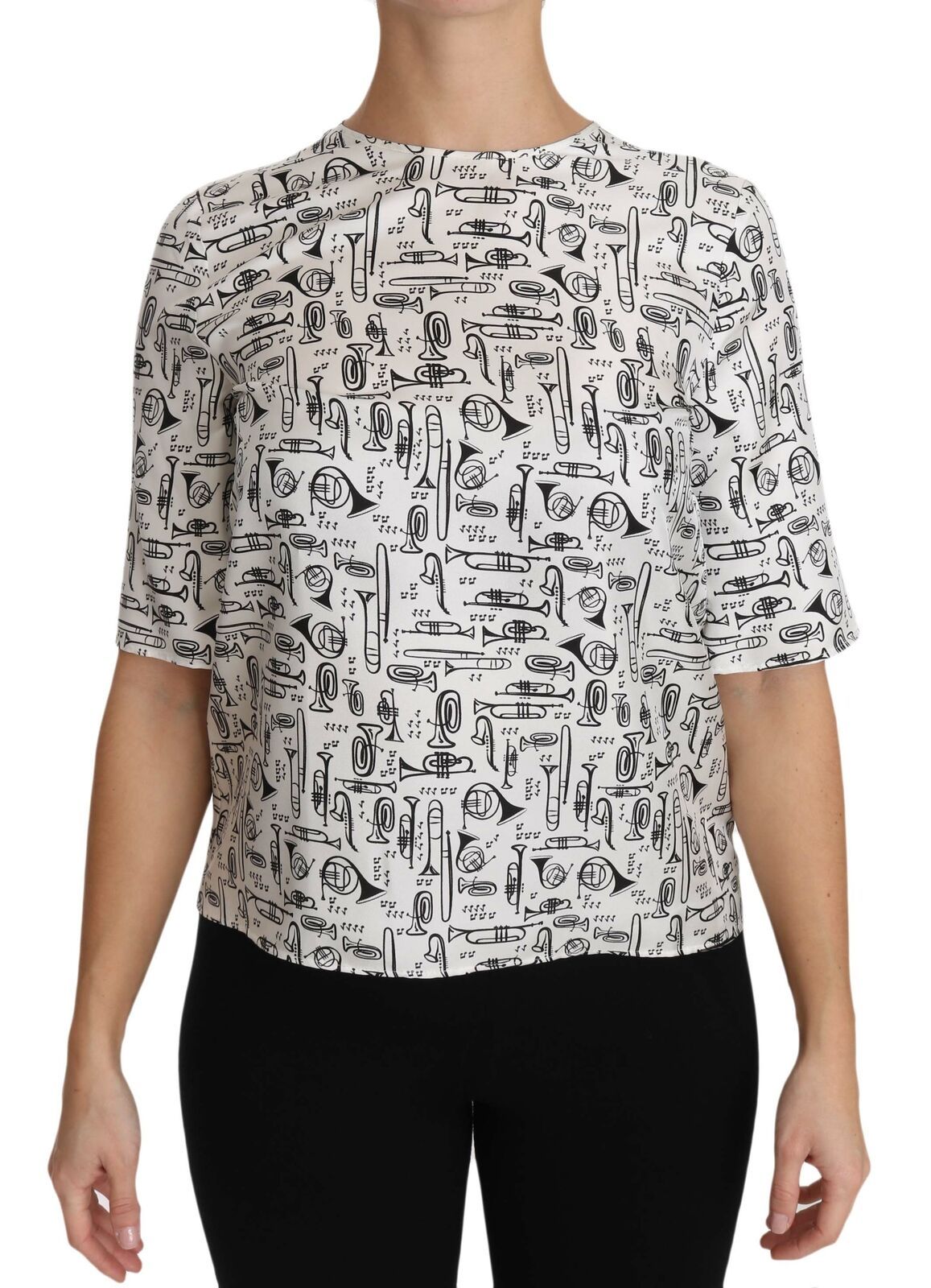 Dolce &amp; Gabbana Elegant silk blouse top with trumpet print