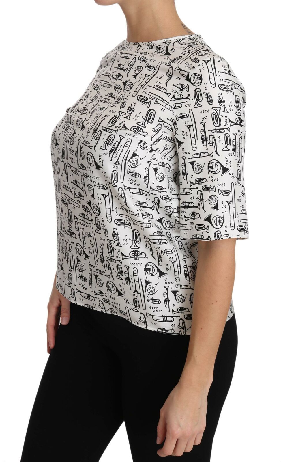 Dolce &amp; Gabbana Elegant silk blouse top with trumpet print