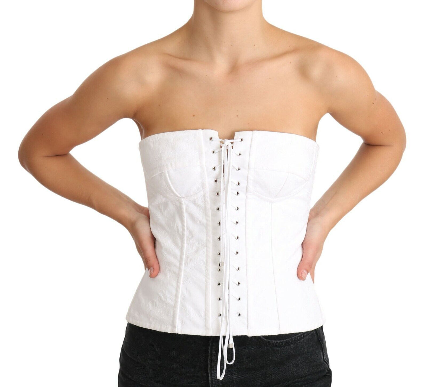 Dolce &amp; Gabbana Elegant white strapless corset top