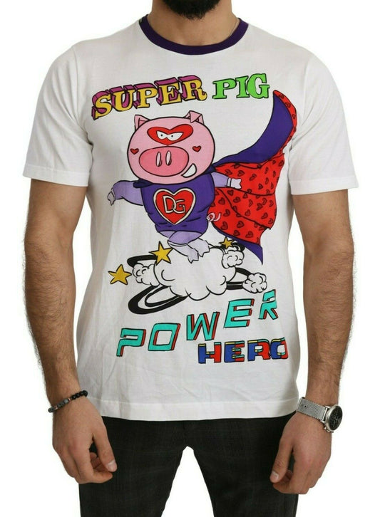 Dolce &amp; Gabbana Chic white cotton pig print T-shirt