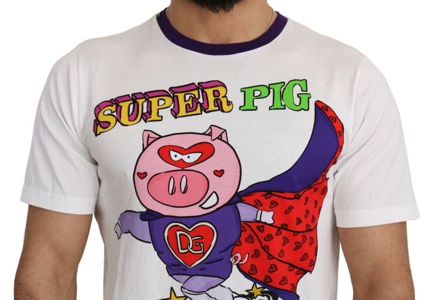 Dolce &amp; Gabbana Chic white cotton pig print T-shirt