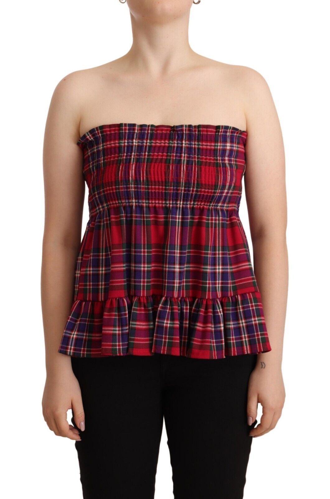 CAMPO DI FRAGOLE Chic checked sleeveless tank top