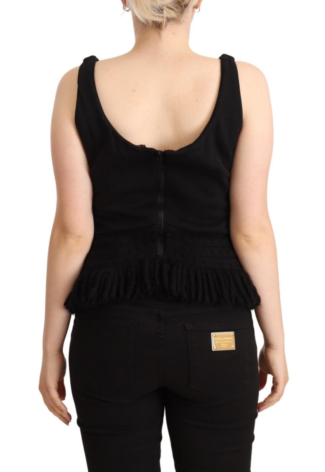 Ermanno Scervino Chic sleeveless designer tank top in black