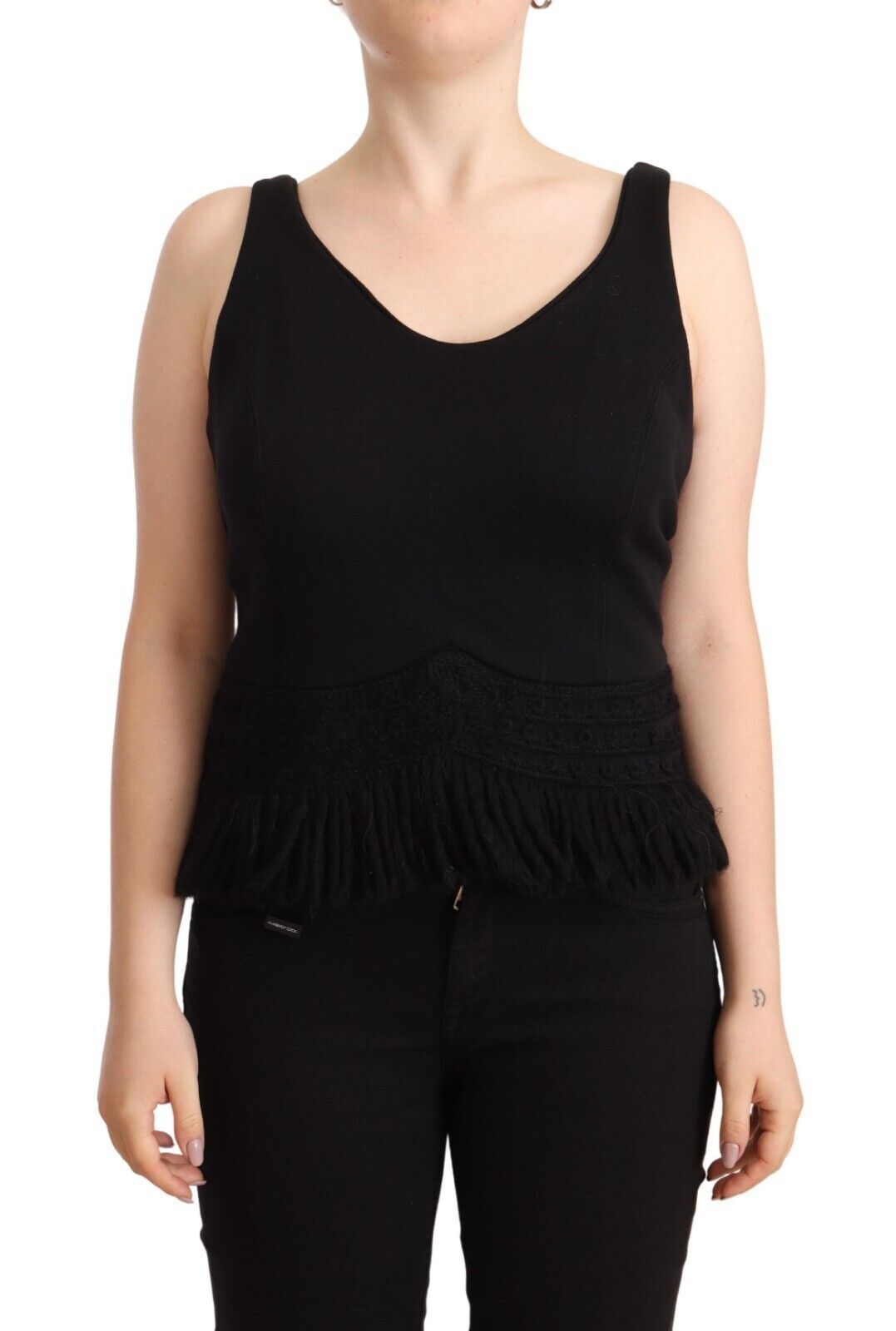 Ermanno Scervino Chic sleeveless designer tank top in black