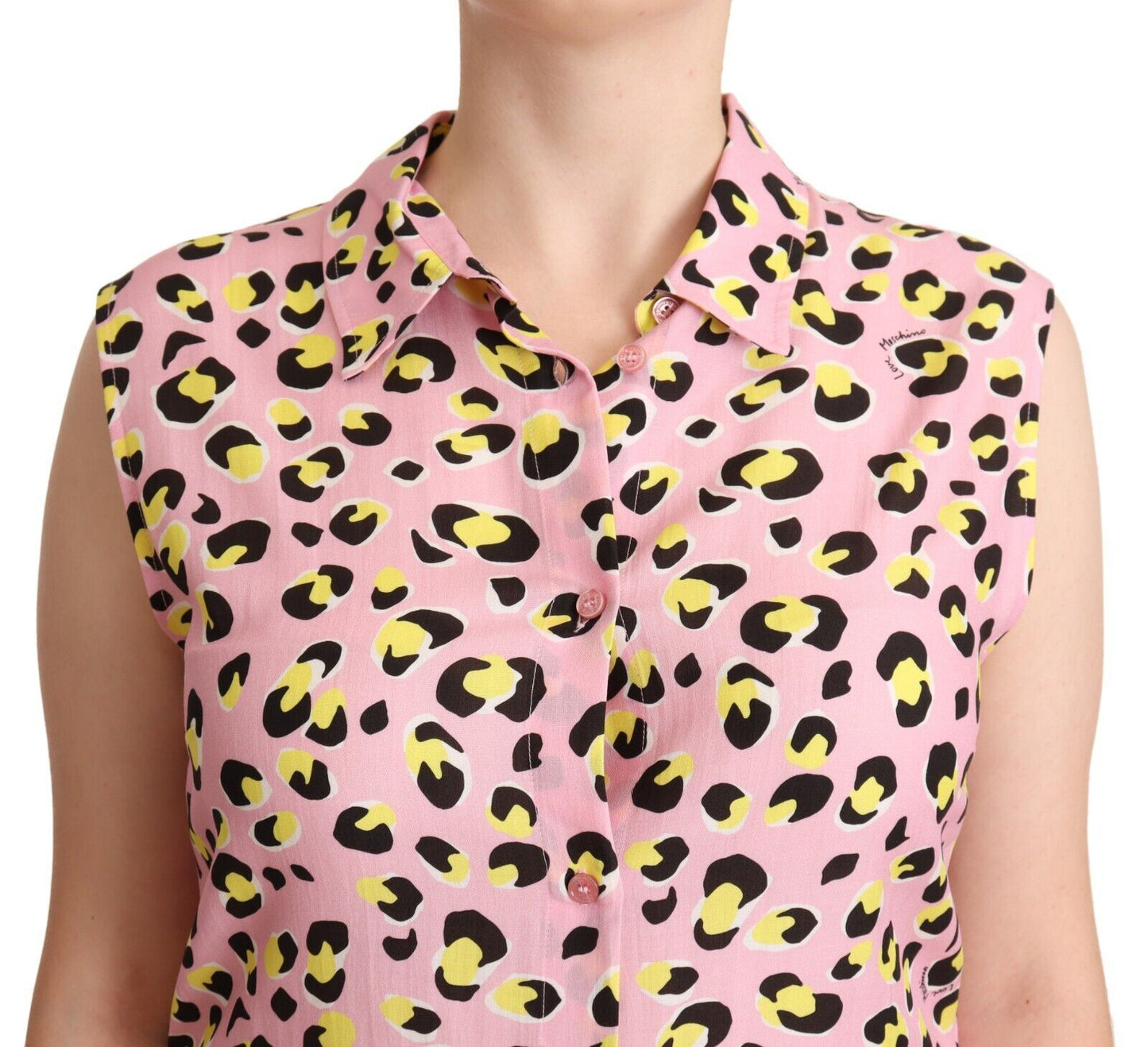 Love Moschino leopard print sleeveless polo shirt