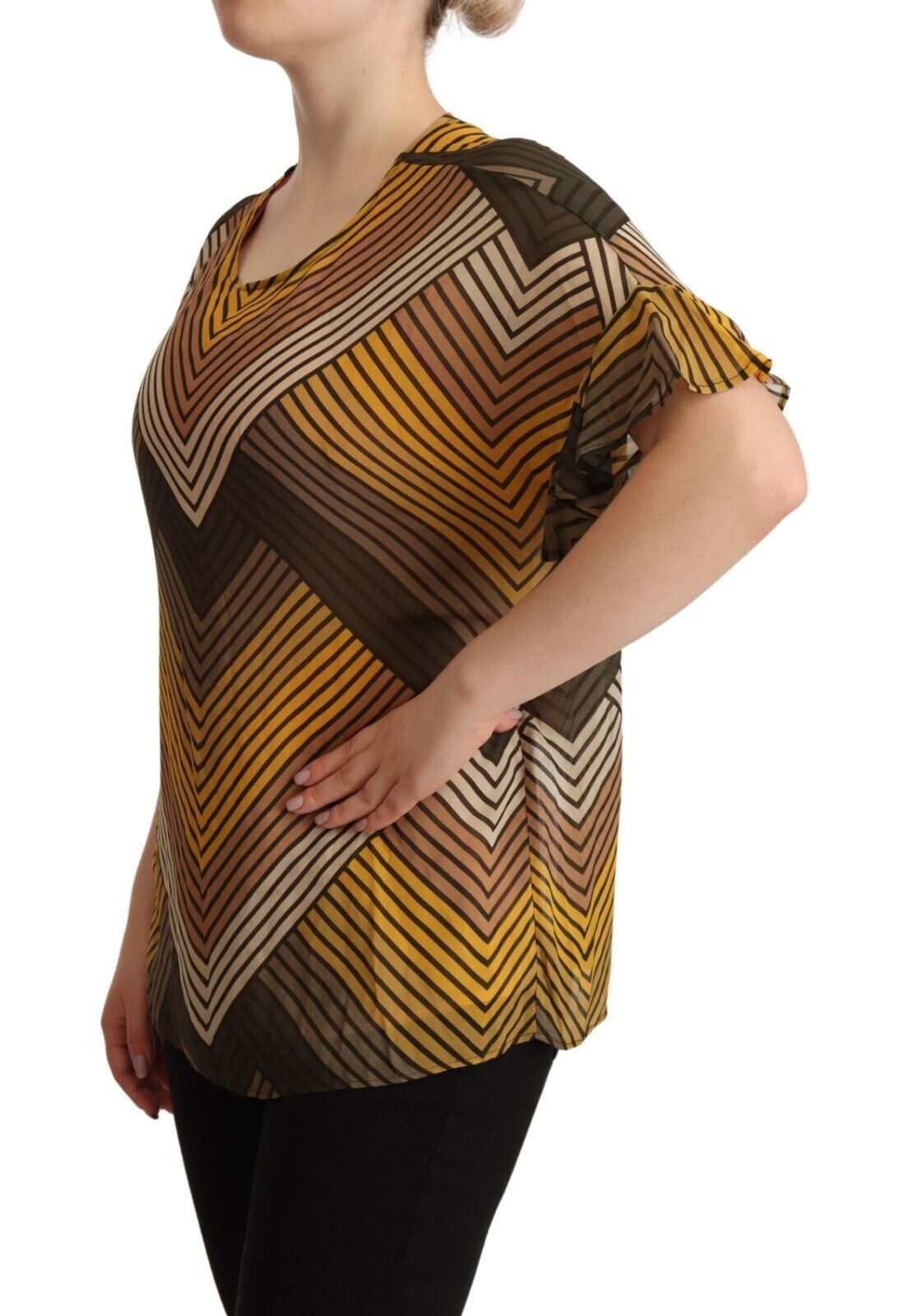 Twinset Chic multi-colored striped short-sleeved blouse