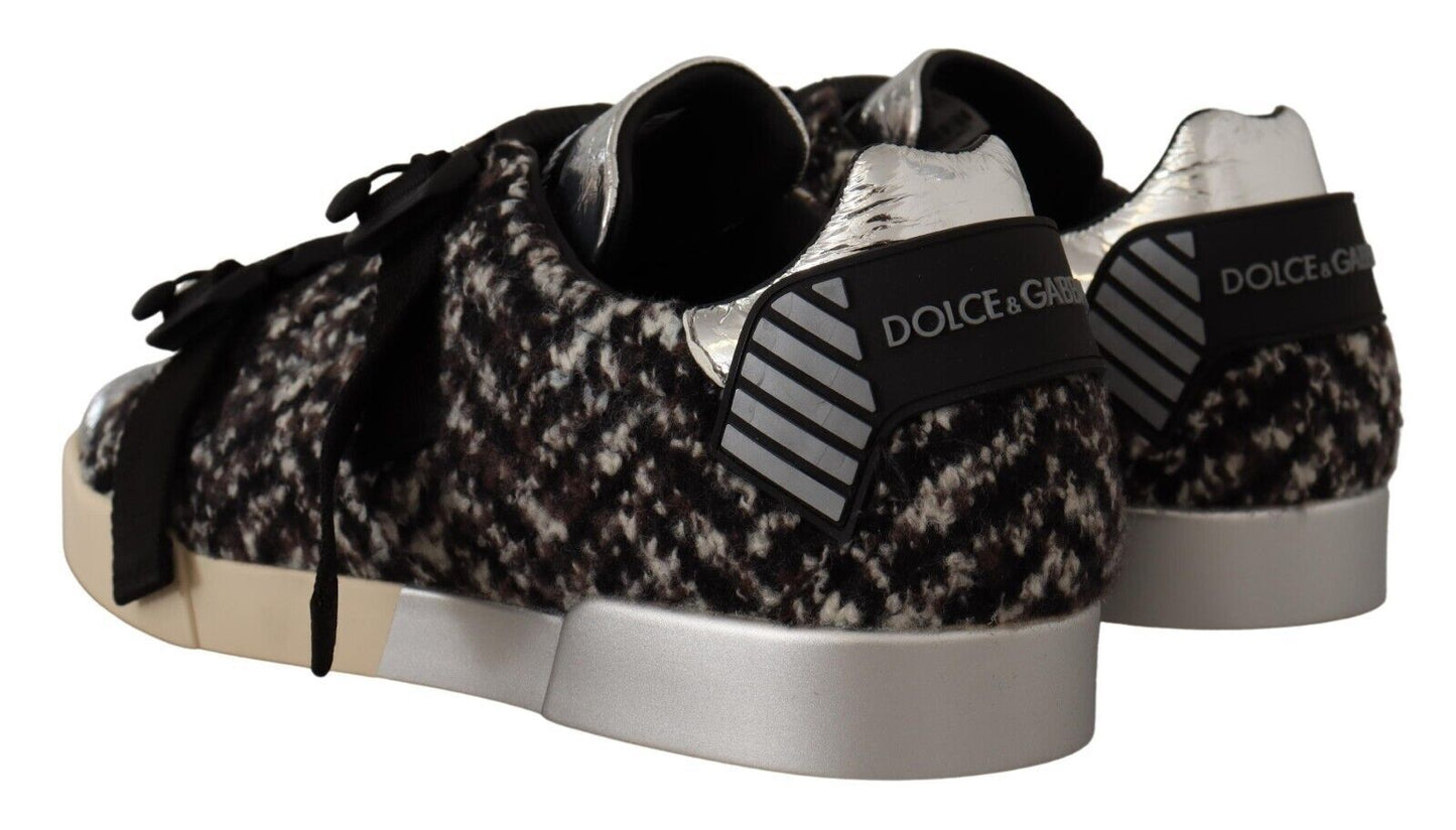 Dolce &amp; Gabbana Silver Elegance Leather Sneakers