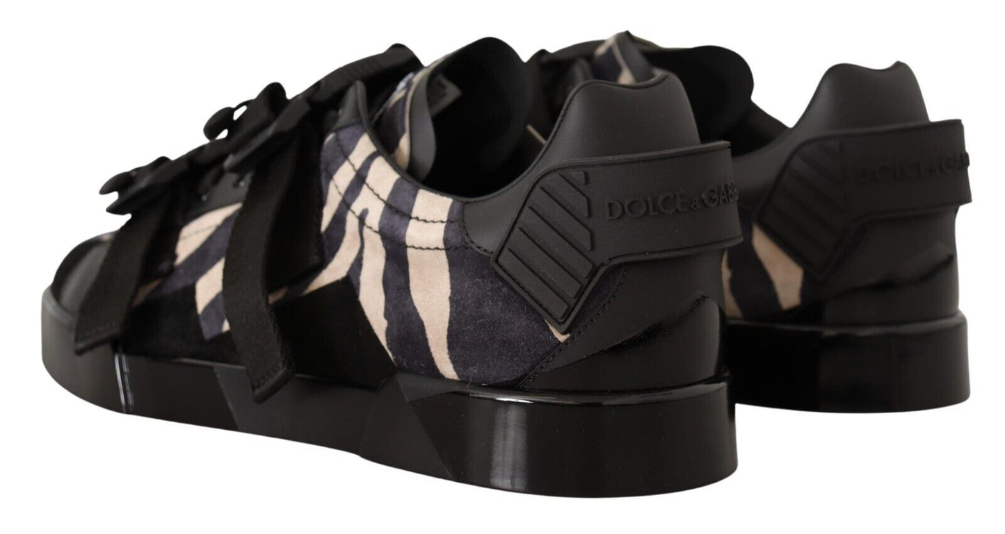 Dolce &amp; Gabbana Zebra Suede Low Top Fashion Sneakers