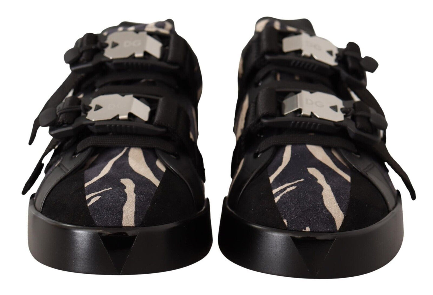 Dolce &amp; Gabbana Zebra Suede Low Top Fashion Sneakers