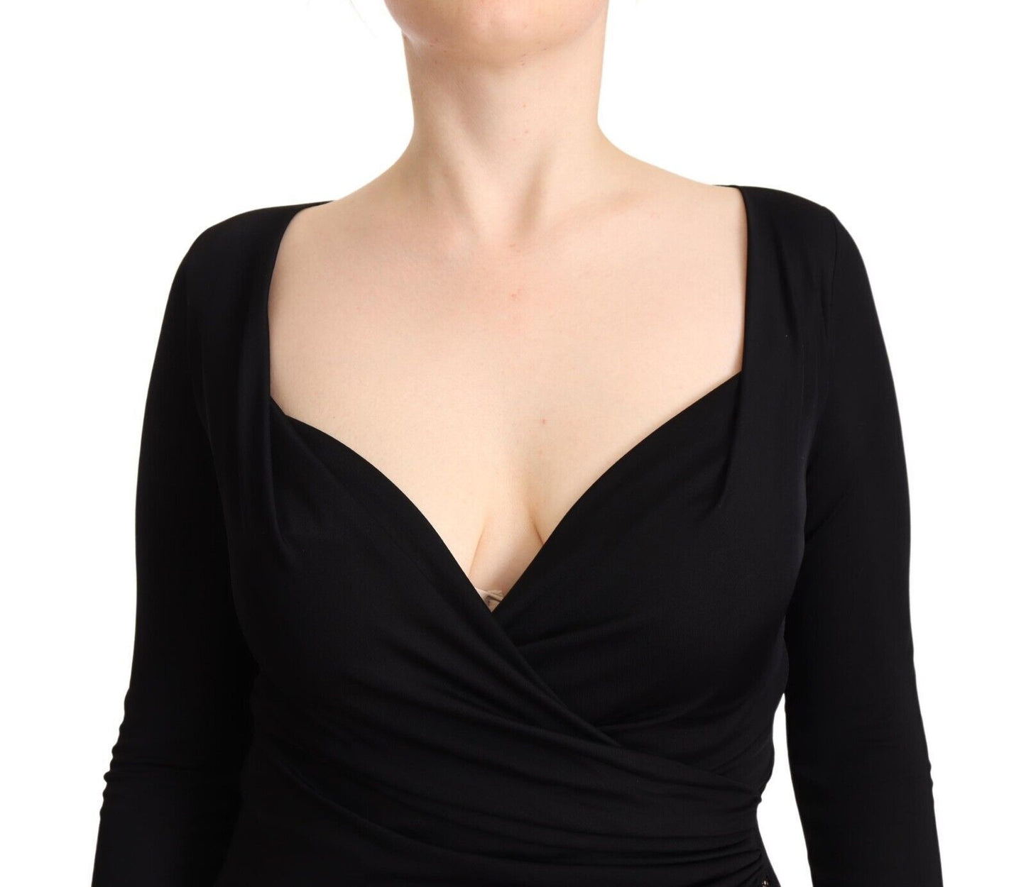 GF Ferre Elegant Black Sheath Dress with Sweetheart Neckline