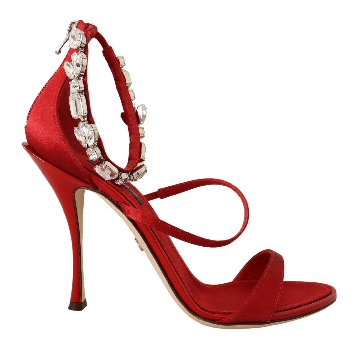 Dolce &amp; Gabbana Red Sandals with Crystal Heel