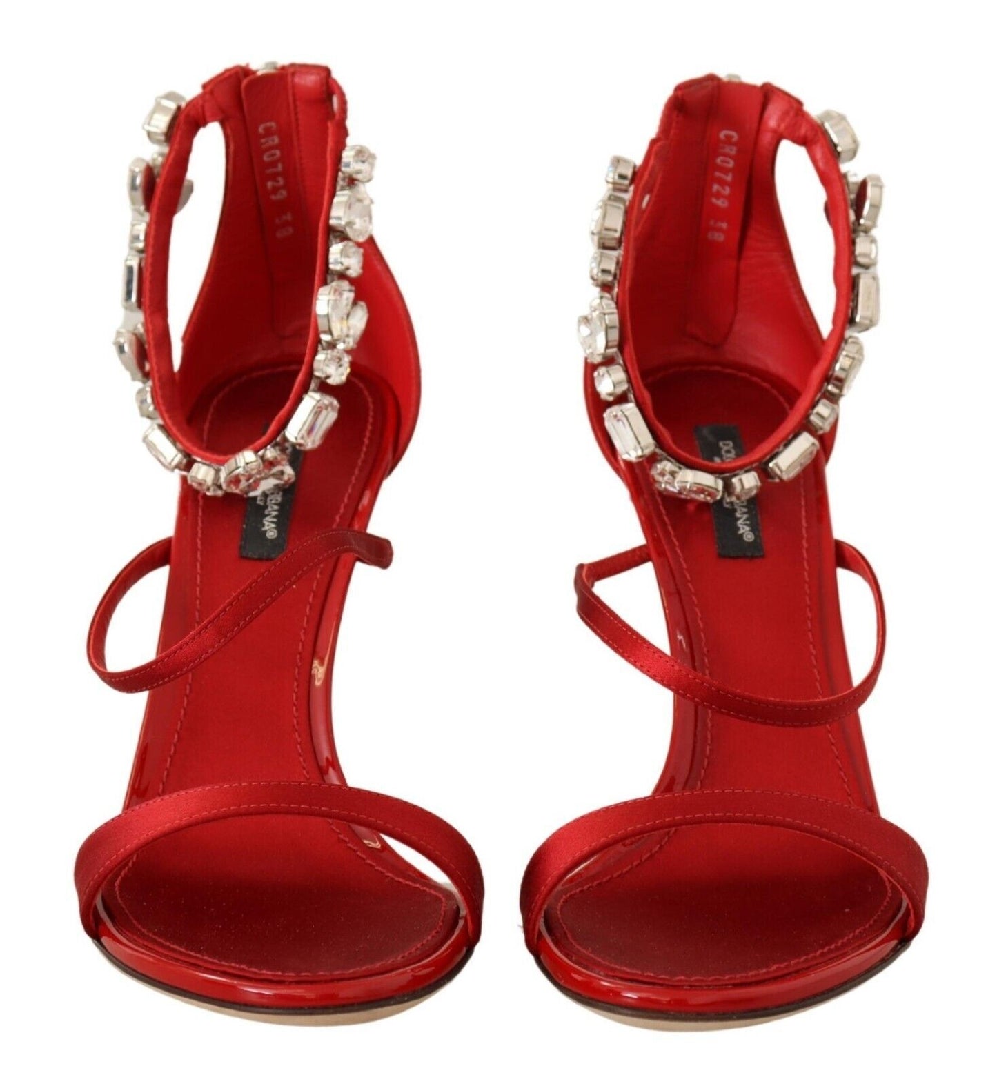 Dolce &amp; Gabbana Red Sandals with Crystal Heel