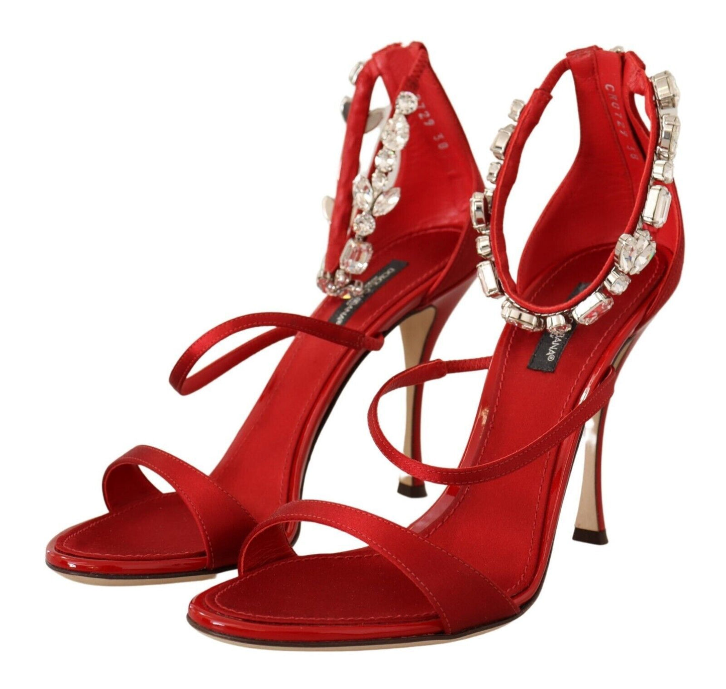 Dolce &amp; Gabbana Red Sandals with Crystal Heel