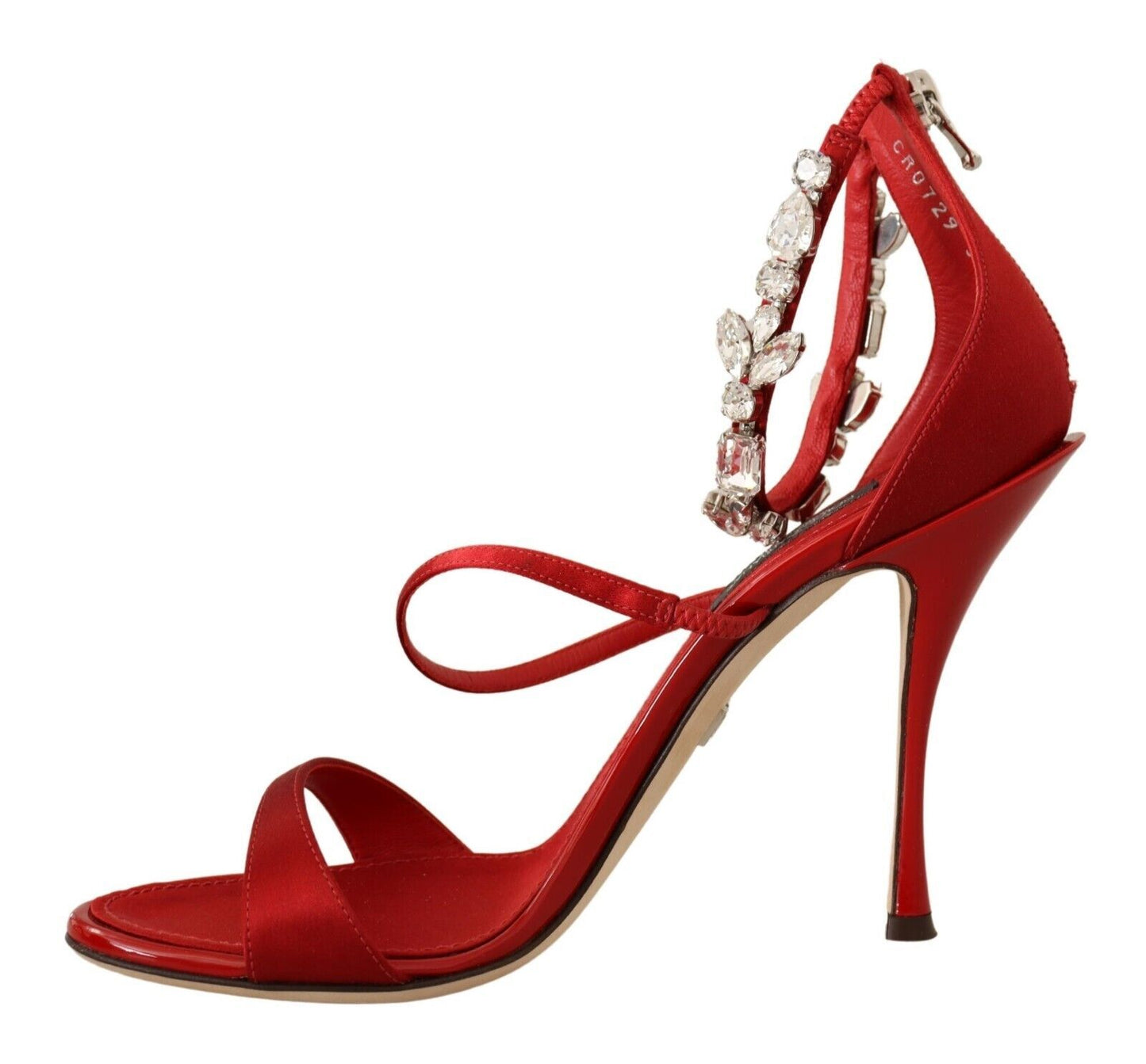 Dolce &amp; Gabbana Red Sandals with Crystal Heel