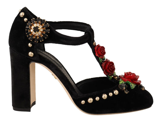 Dolce &amp; Gabbana Elegant Mary Jane Pumps with T-Strap in Velvet