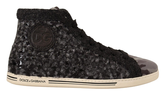 Dolce &amp; Gabbana Elegant Gray High Top Sneakers