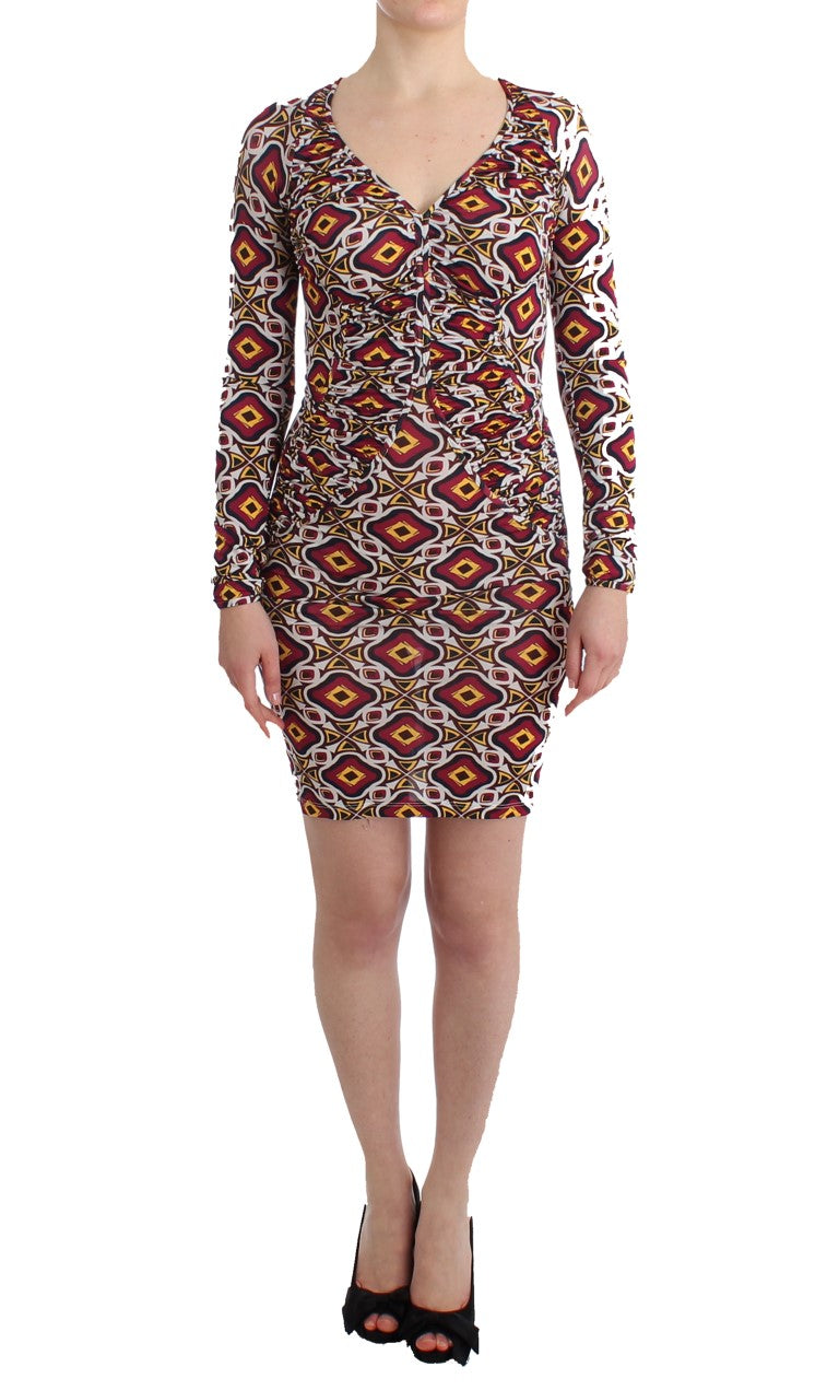 GF Ferre Chic Multicolor Cocktail Dress with V-Neck