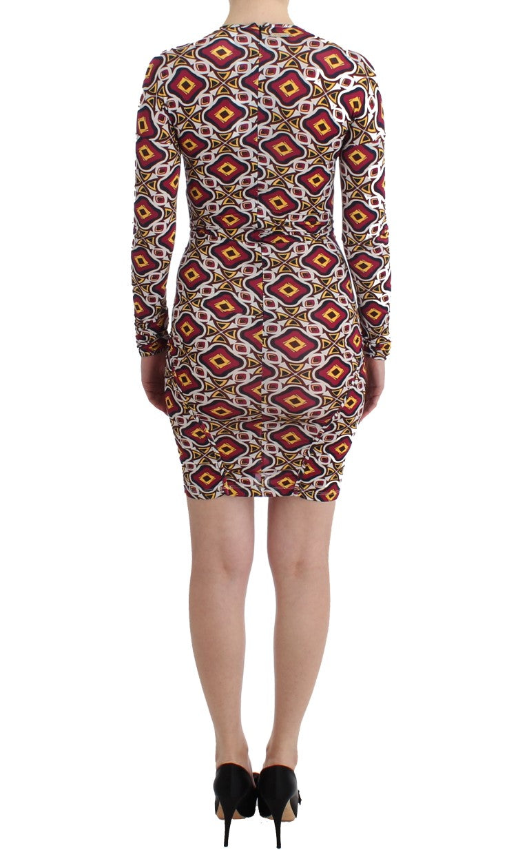 GF Ferre Chic Multicolor Cocktail Dress with V-Neck