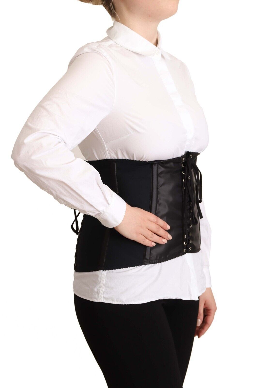 Dolce &amp; Gabbana Chic Black Corset Belt Top