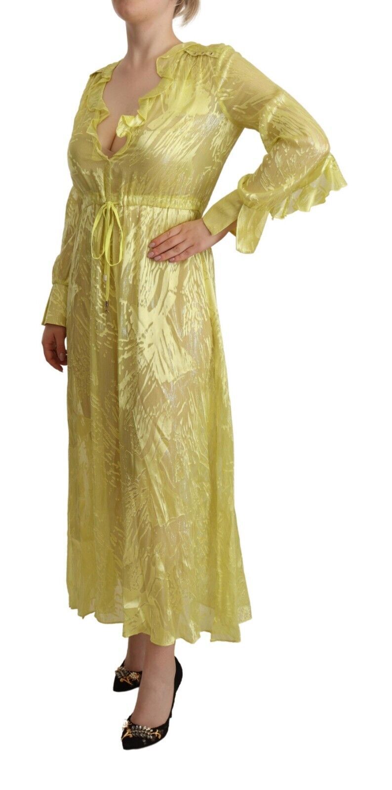 Patrizia Pepe Sunshine silk blend maxi dress - long sleeves and deep neckline