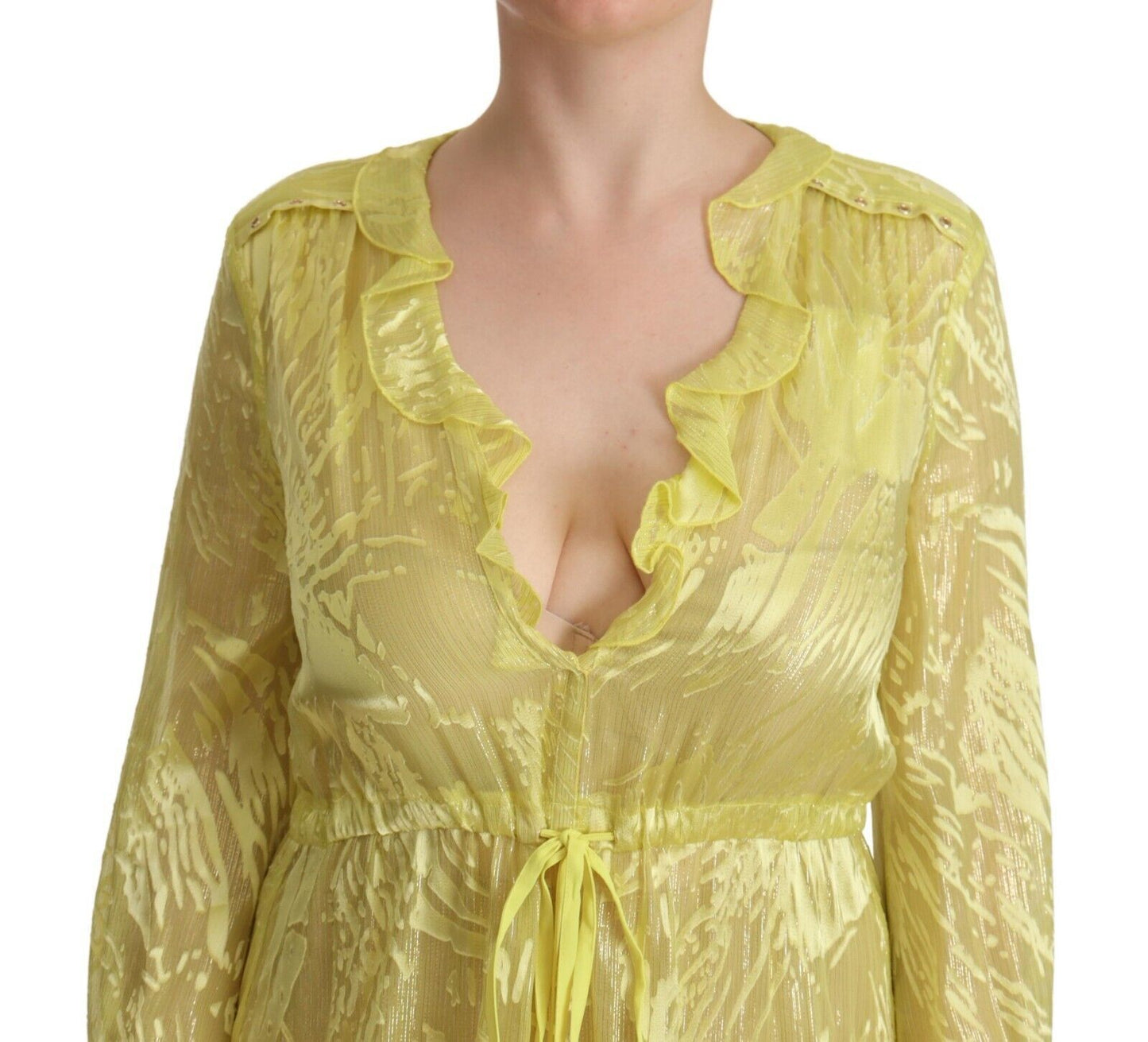 Patrizia Pepe Sunshine silk blend maxi dress - long sleeves and deep neckline